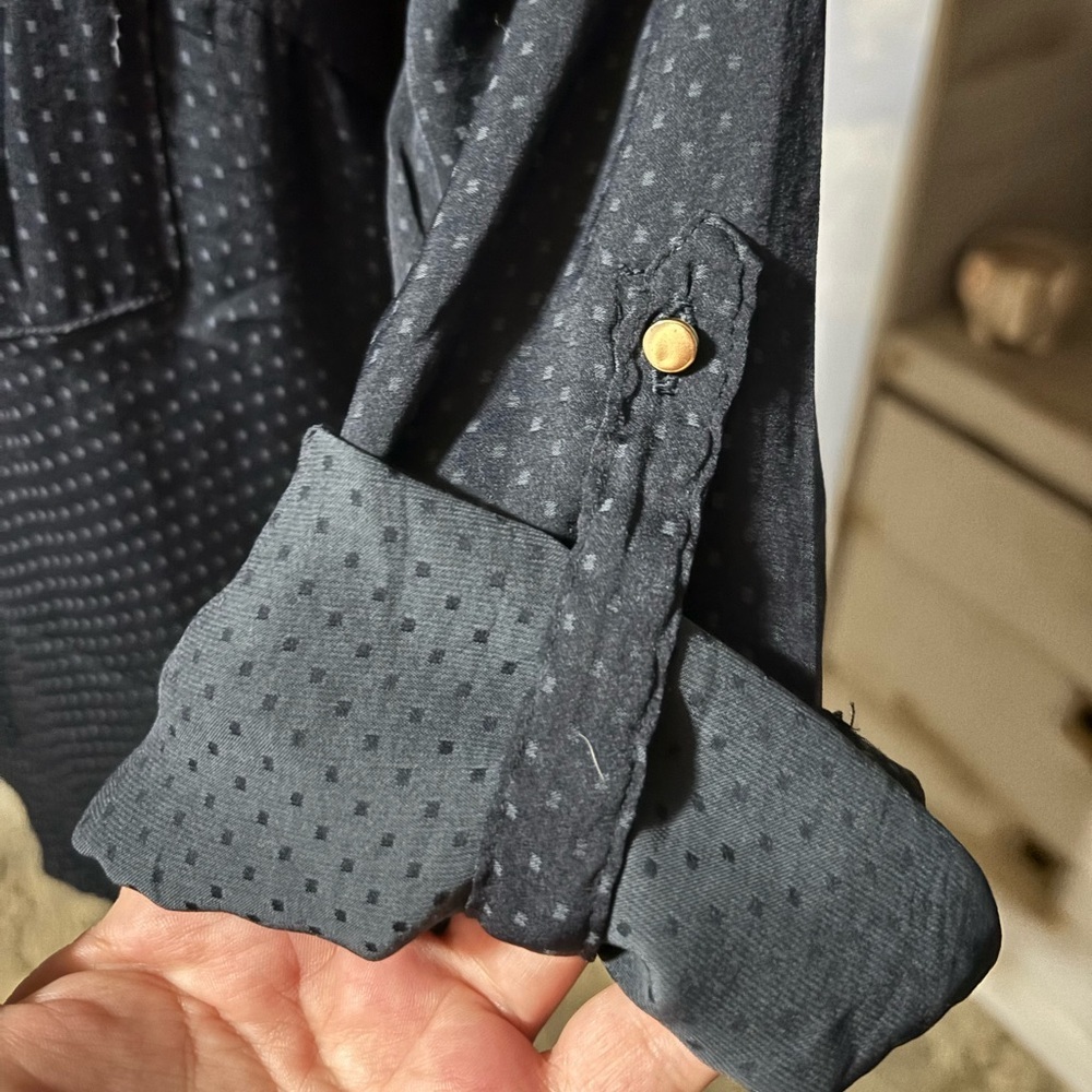 Zara Navy blouse with blue dots xs #business casual - Picture 6 of 11